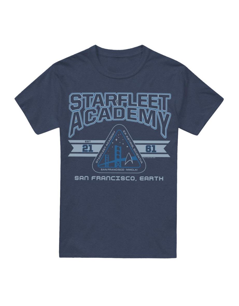 Star Trek Unisex Adult Starfleet Academy Earth T-Shirt - Navy
