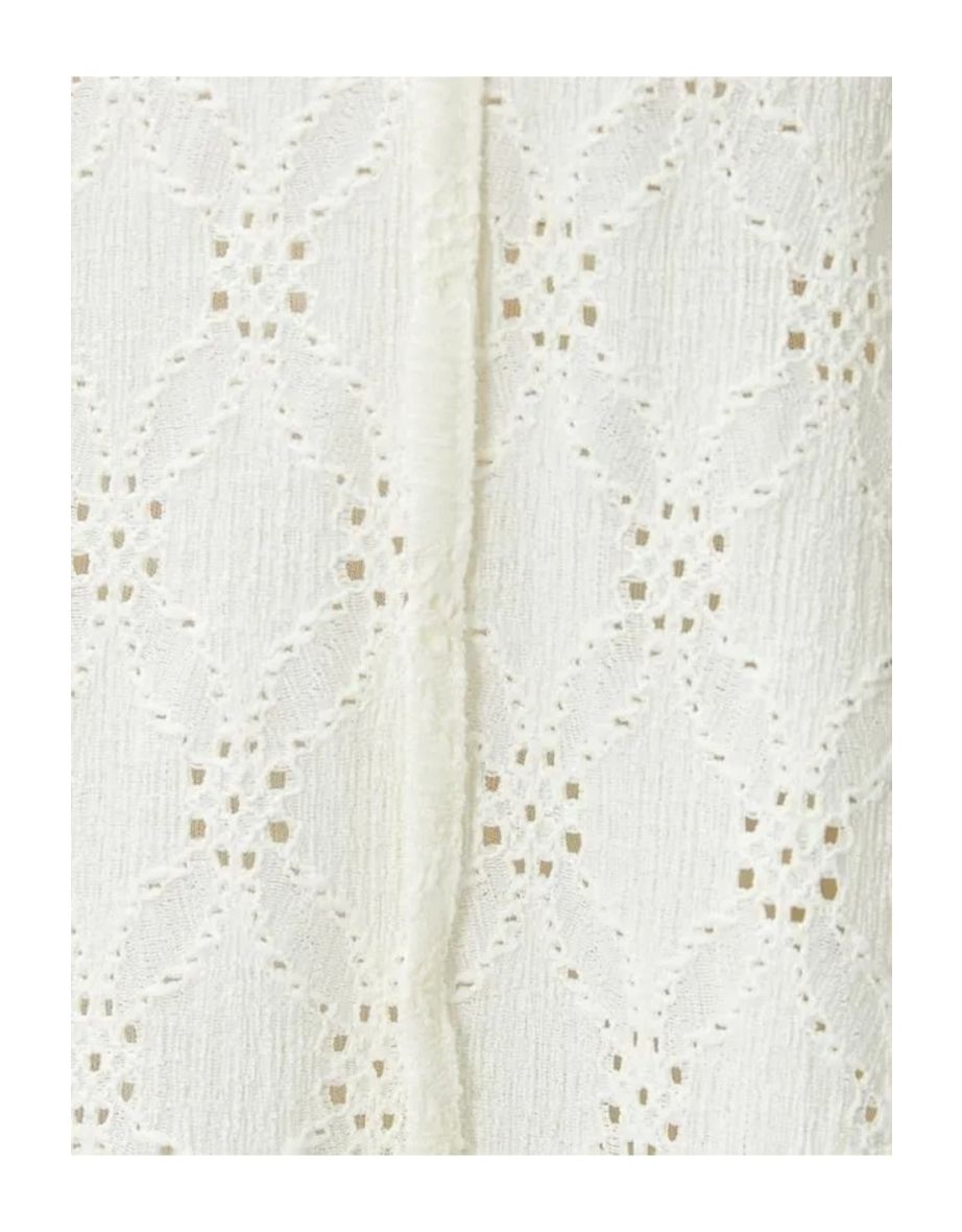 White A-Line Mini Smock Dress with Ruffles - 4