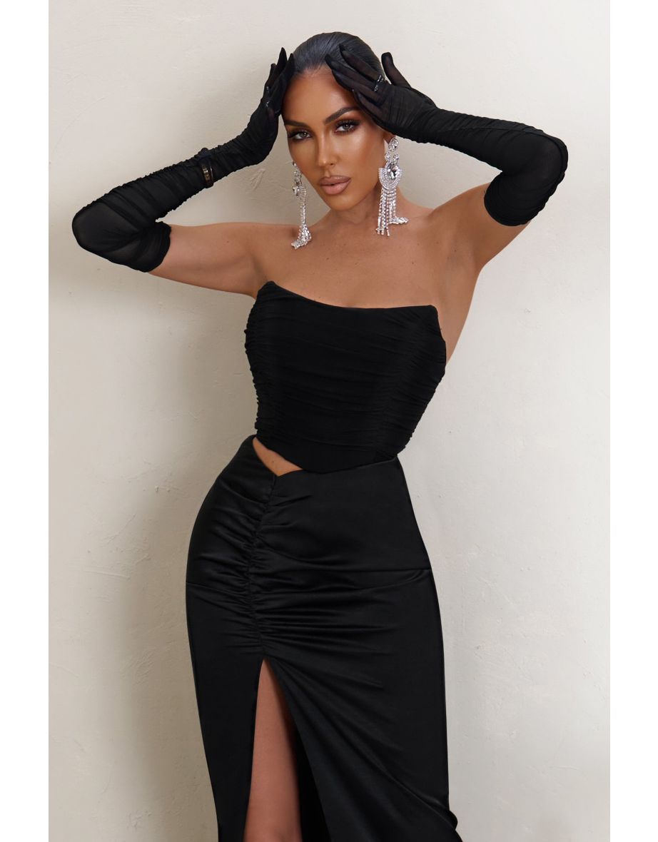 Obsessed | Black Bardot Mesh Corset Style Top - 4