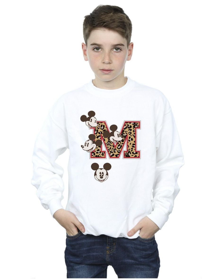 Disney Boys Mickey Mouse M Faces Sweatshirt - White