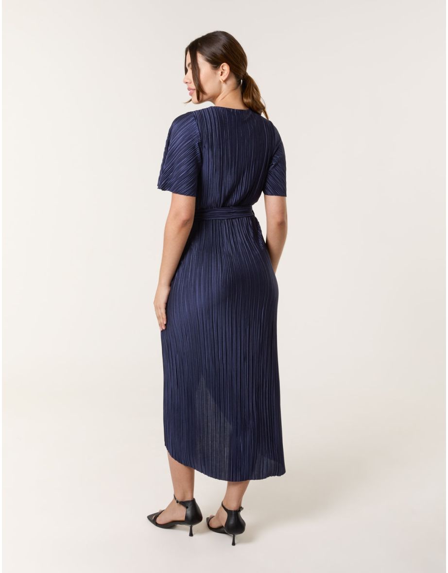 Plisse Wrap Over Midi Dress - 3