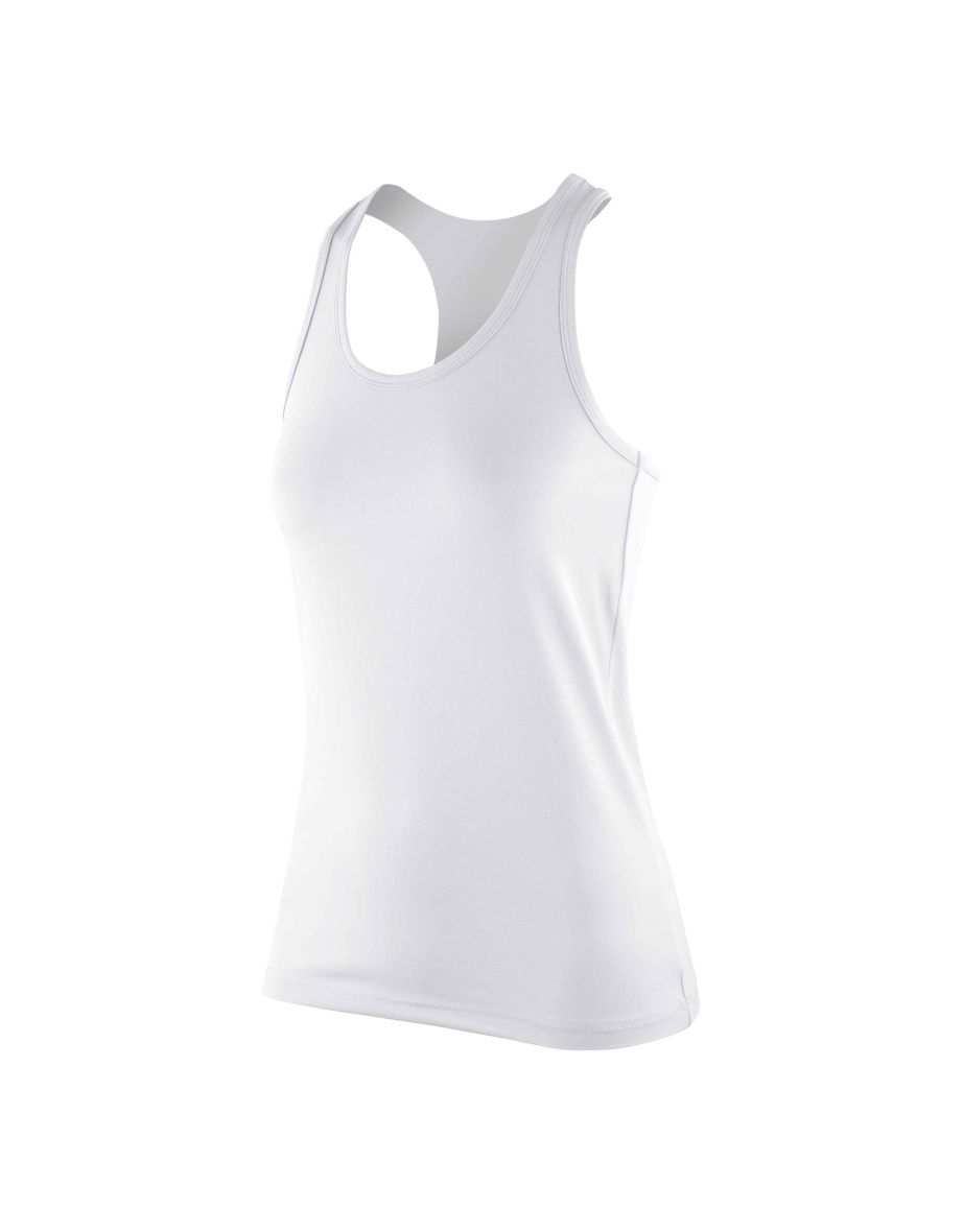 Spiro Womens/Ladies Softex Stretch Fitness Sleeveless Vest Top - White