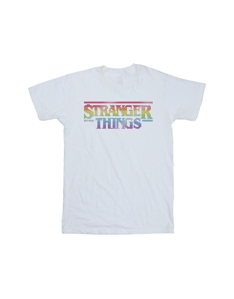 Netflix Mens Stranger Things Rainbow Dot Logo T-Shirt - White - 1