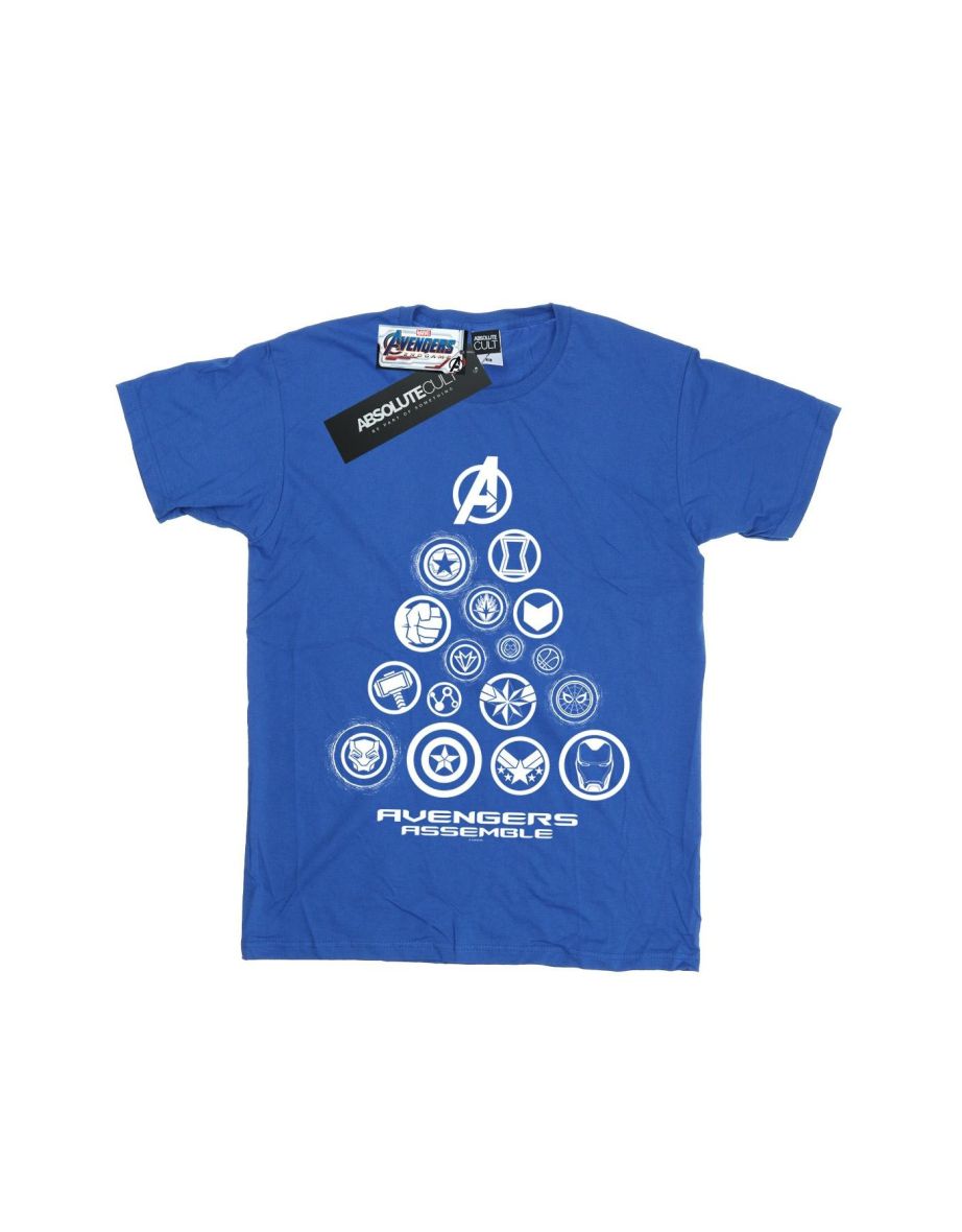 Marvel Boys Avengers Endgame Pyramid Icons T-Shirt - Royal Blue