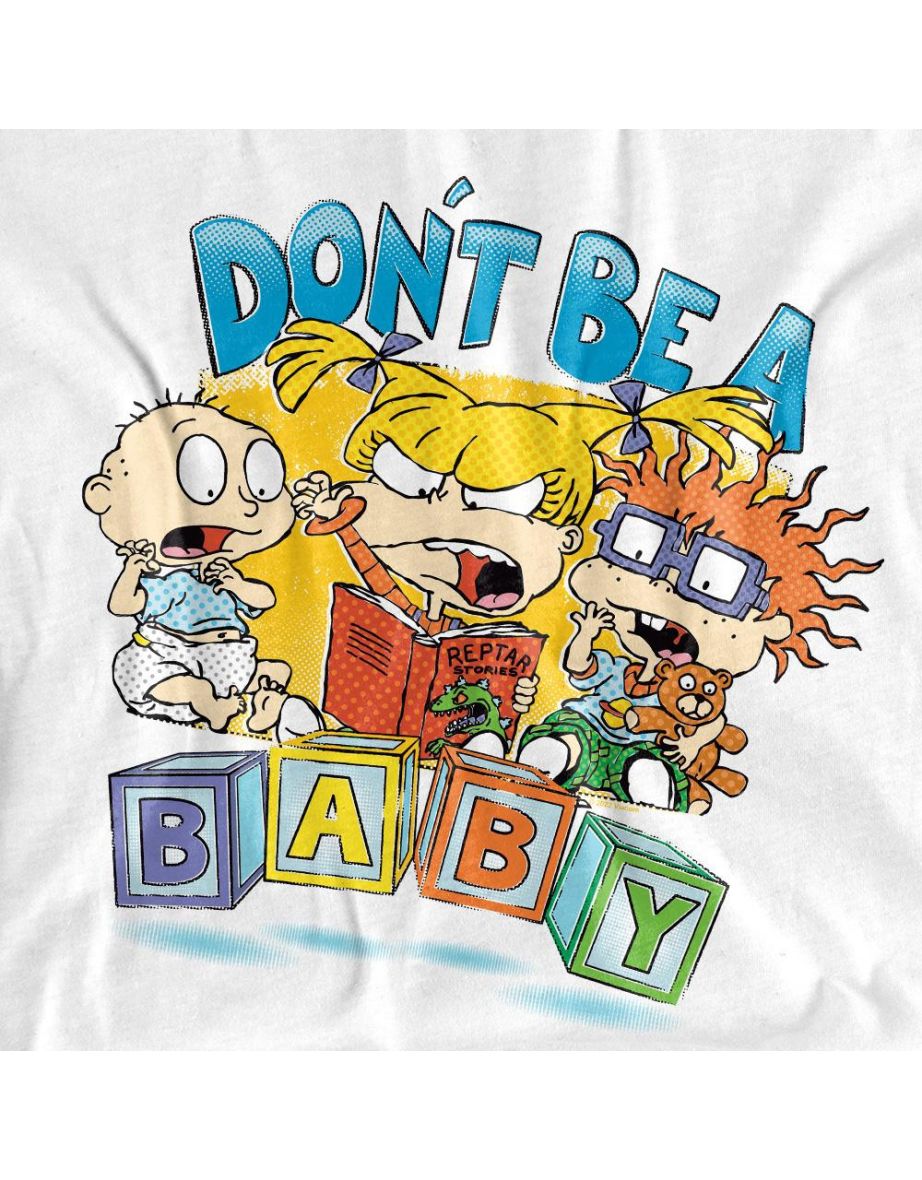 Rugrats Unisex Adult Don´t Be A Baby Blocks T-Shirt - White - 3