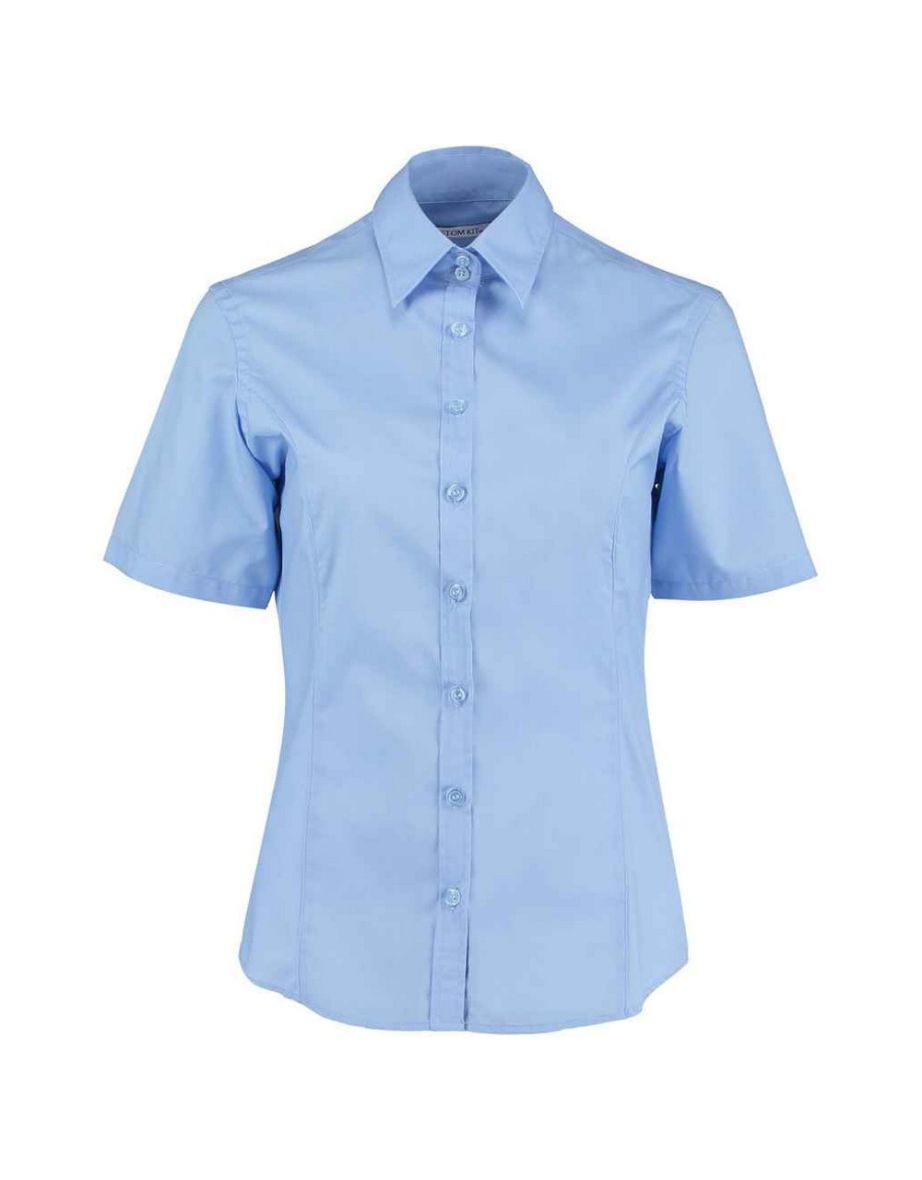 Kustom Kit Womens/Ladies Short Sleeve Business/Work Shirt - Light Blue