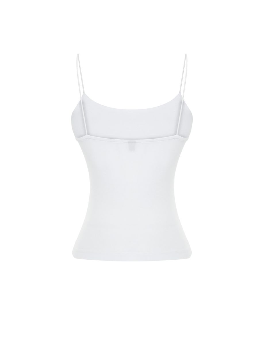 White Strap Regular Stretch Knitted Undershirt - 4