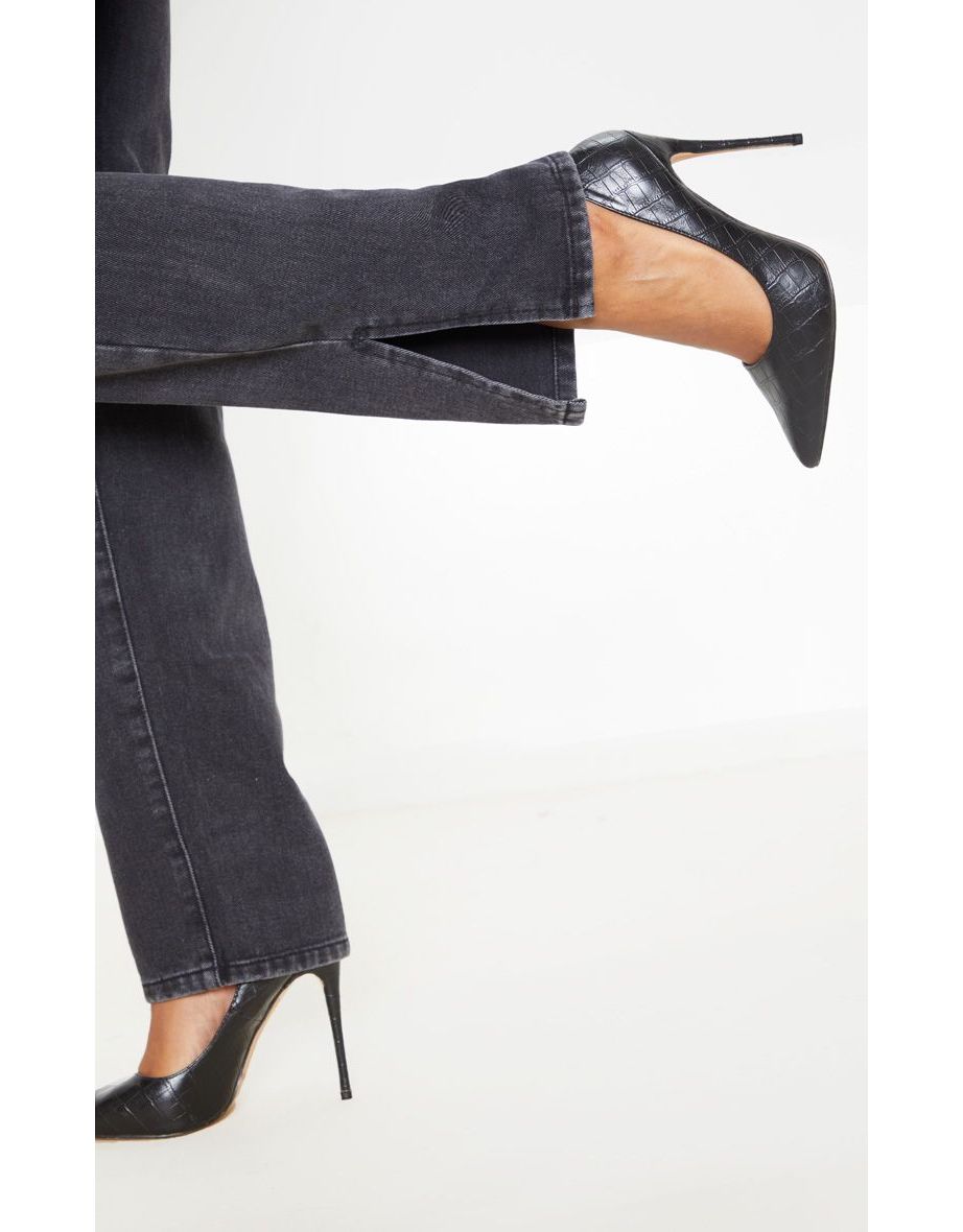 Black Split Hem Jeans - 4