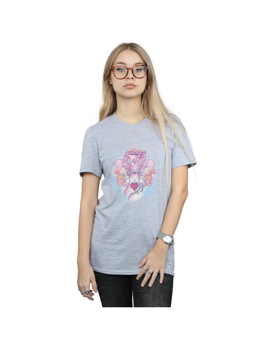 Harry Potter Womens/Ladies Always Doe Cotton Boyfriend T-Shirt - Sports Grey