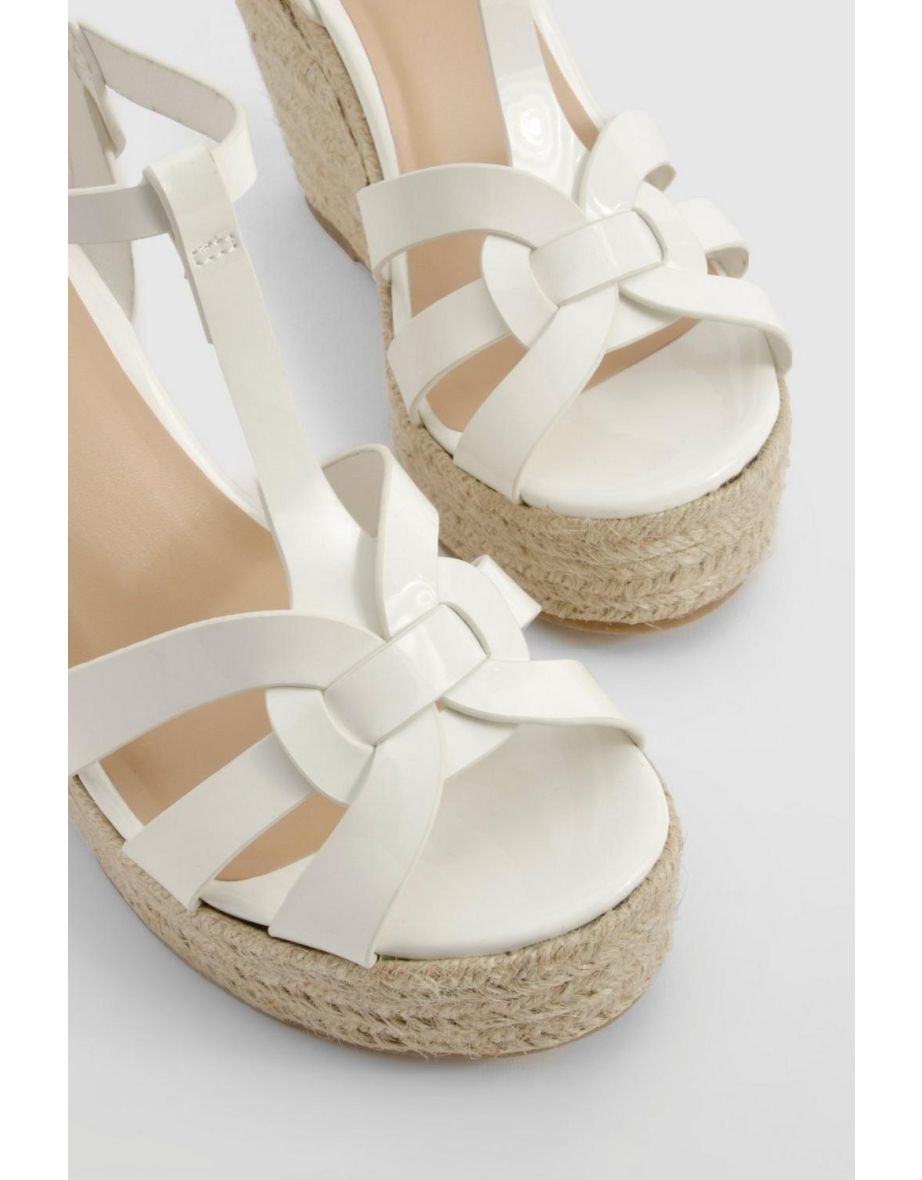 Strappy Front Patent Wedges - white - 3