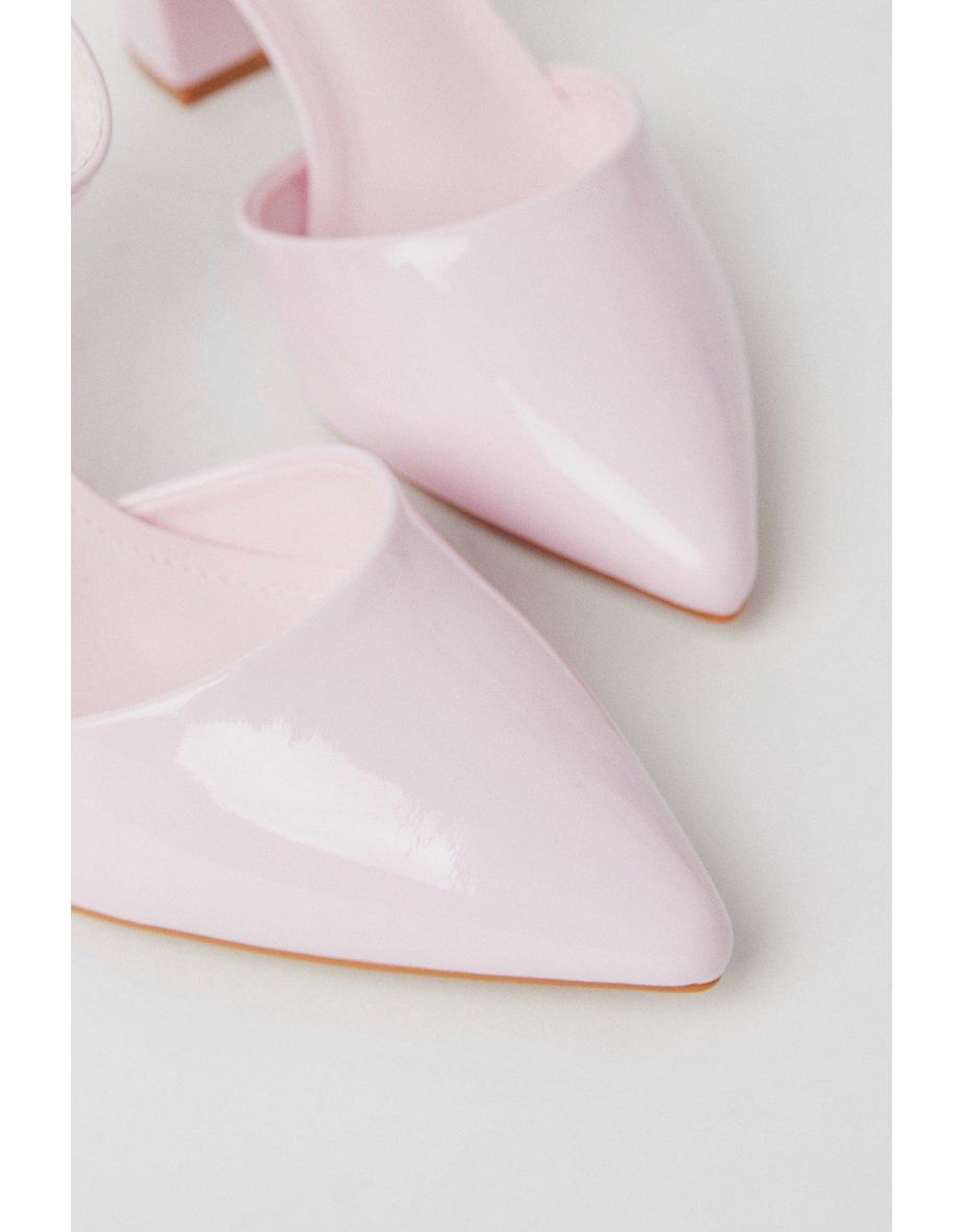 Daisy Ankle Strap High Block Heel Pointed Court Shoes - 3