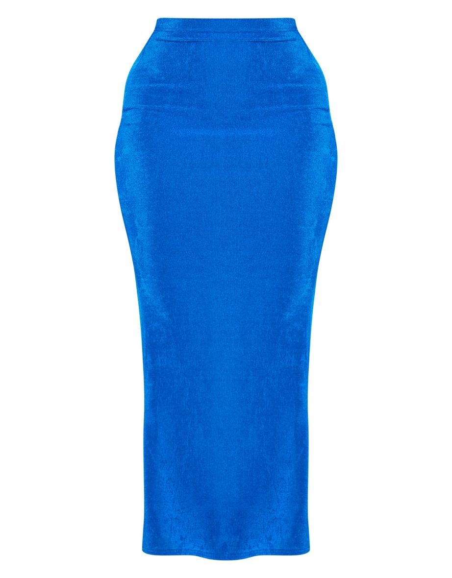 Shape Bright Blue Slinky Acetate Maxi Skirt - 4