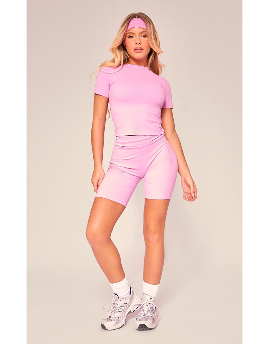 PLT SPORT Fuchsia Sculpt Luxe Panel Detail Shorts
