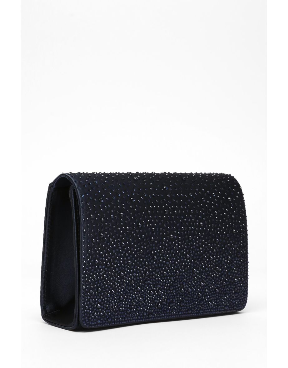 Navy embellished clutch bag on sale