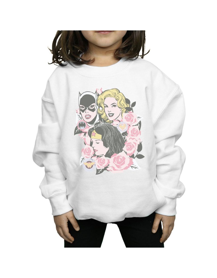 DC Comics Girls Super Powers Floral Frame Sweatshirt - 3