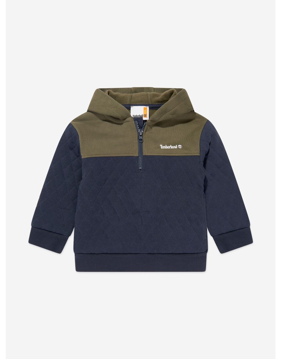 Boys Quilted Hooded Sweatshirt in Navy