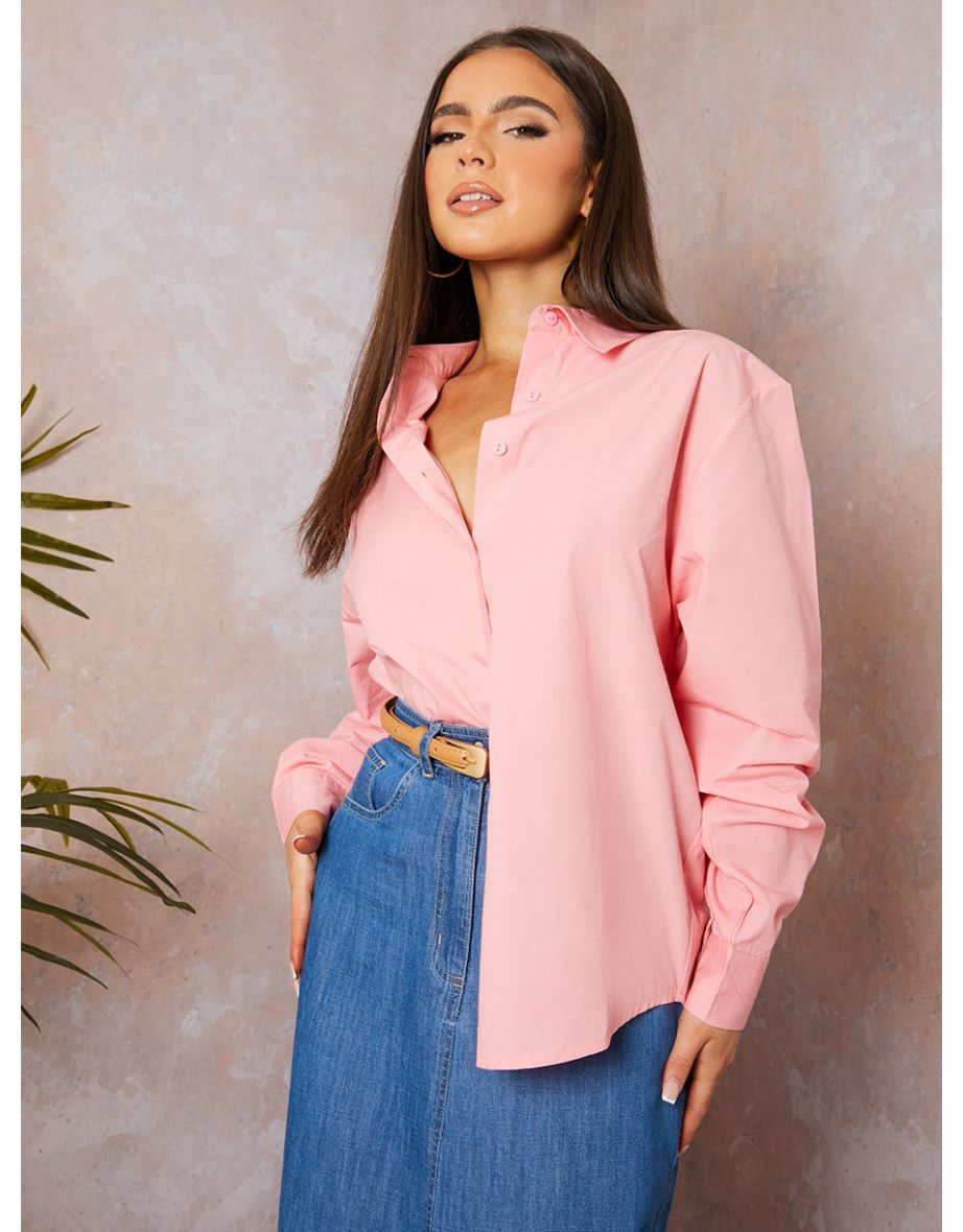 Cotton Poplin Shirt in Pink - 2