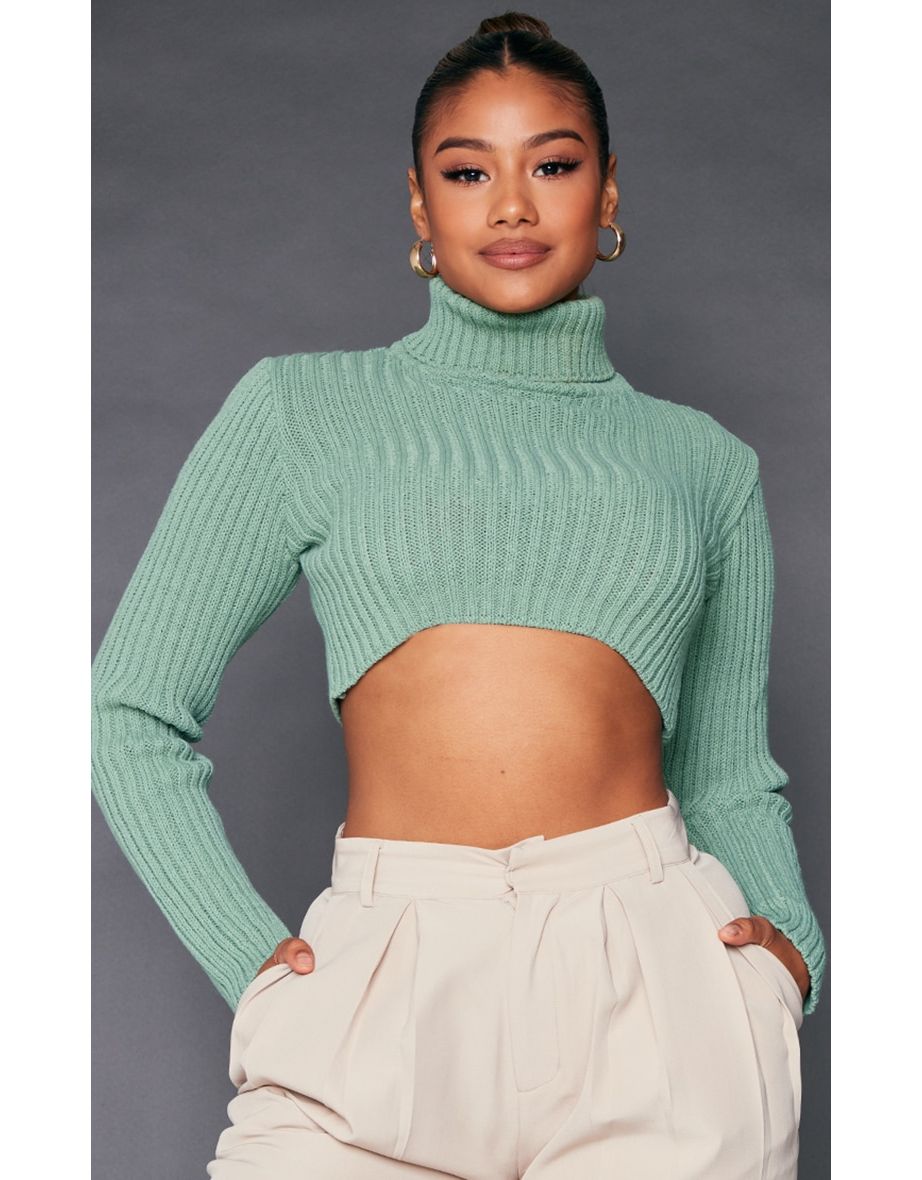 Khaki cropped jumper best sale