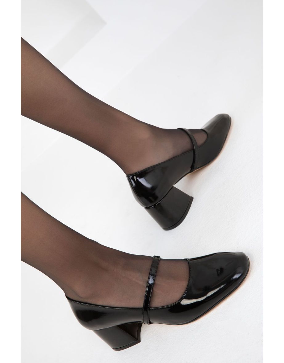 Black Patent Leather Women's Classic High Heel Shoes - 4