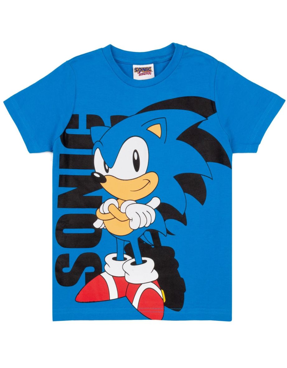 Sonic The Hedgehog Boys Cartoon Character T-Shirt - Blue/Black