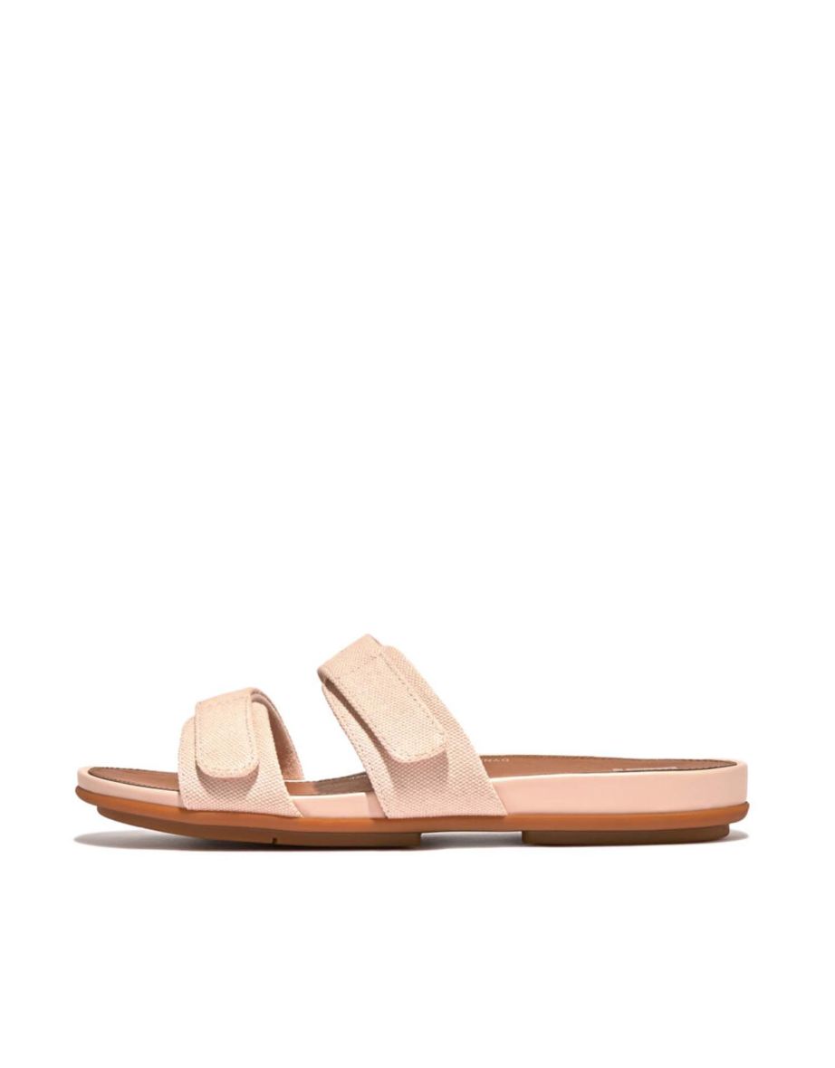 Women's Fit Flop Gracie Adjustable Canvas Slide Sandals in Pink