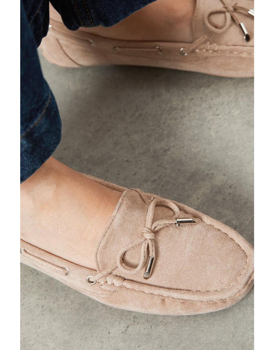 Good For The Sole: Caemille Faux Suede Comfort Sock Flexi Sole Moccasin Flat Shoes - 3