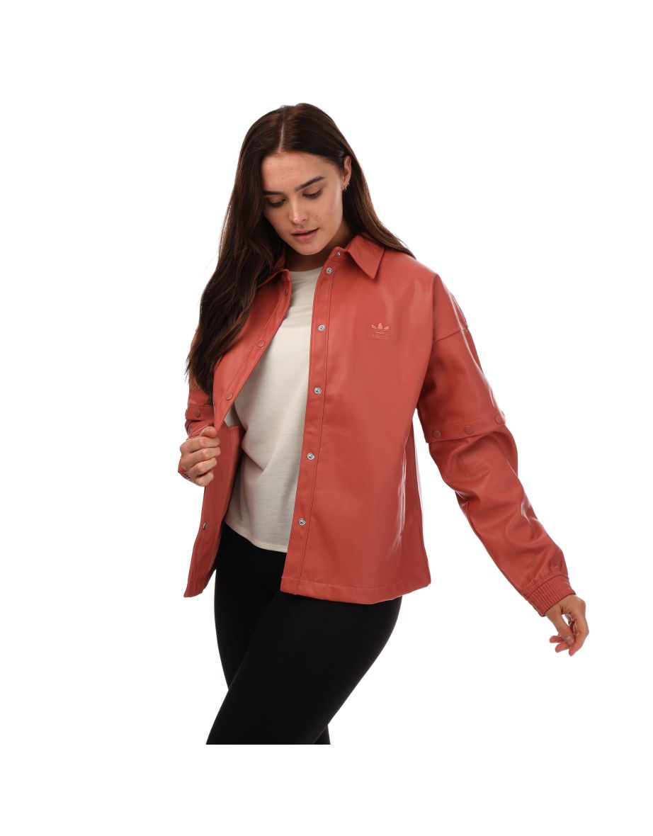 Women's adidas Originals Always Original Faux Leather Track Top in Orange