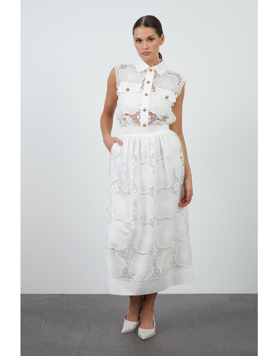 Inner Lined Lace White Skirt