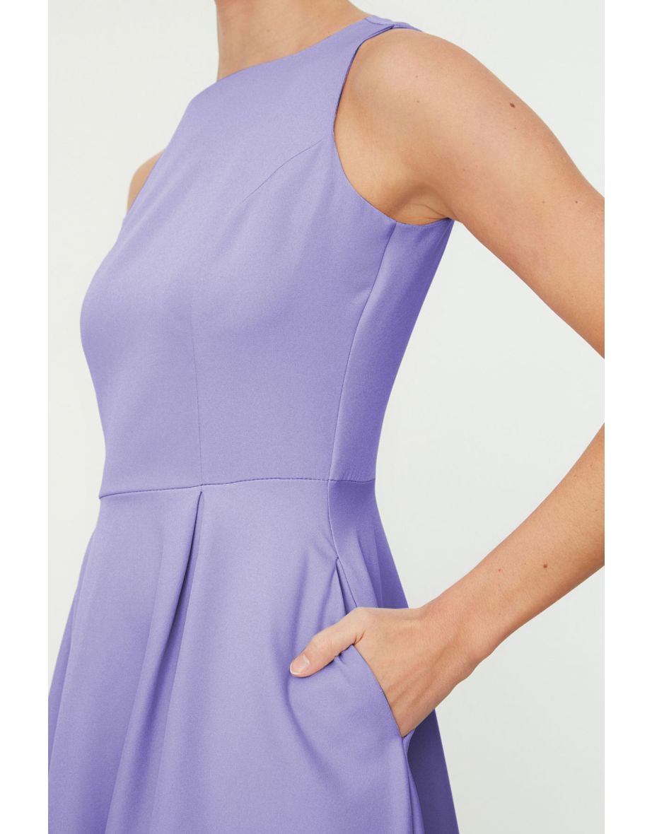 Lilac Pleated Woven Dress - 4
