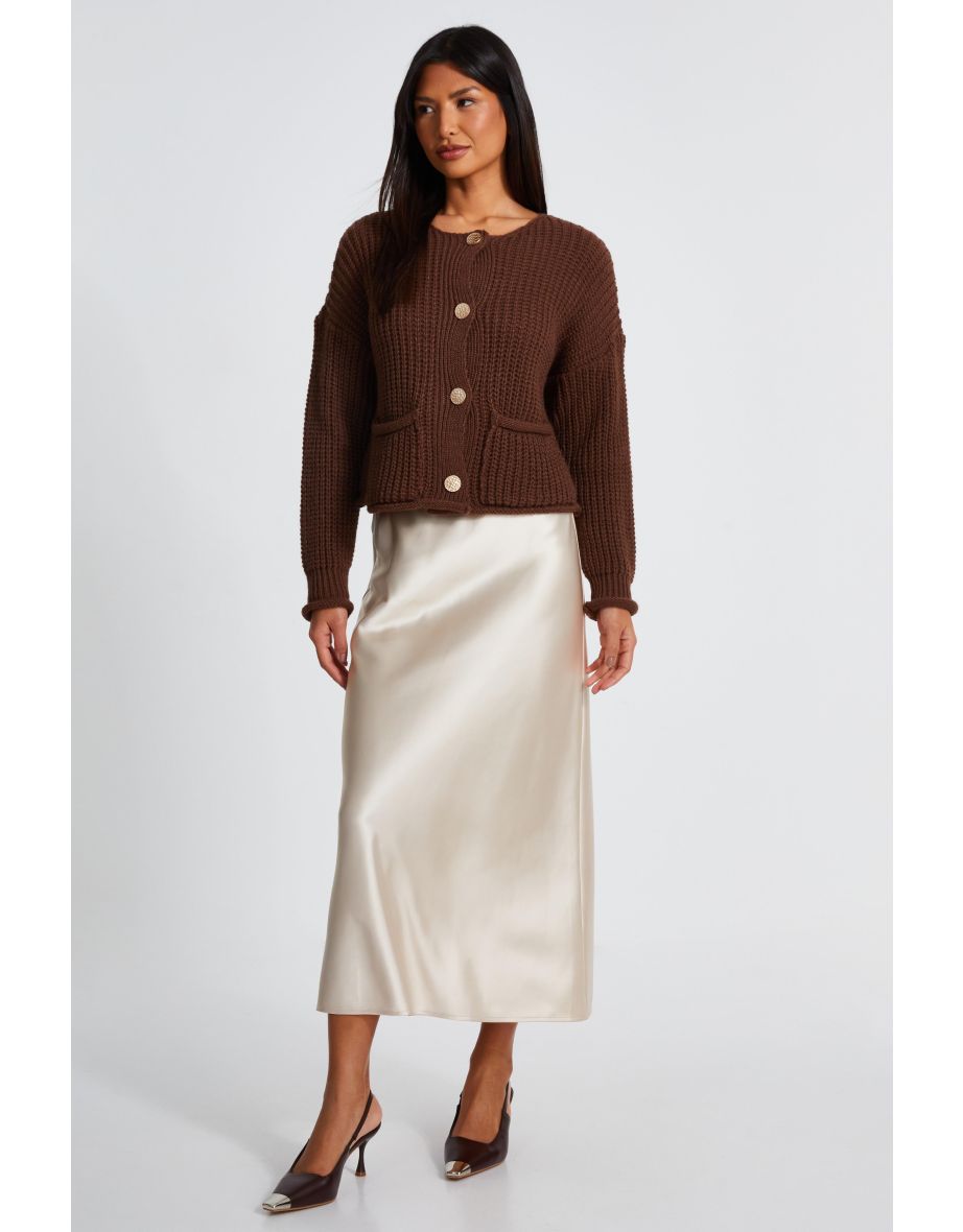 Brown Chunky Knit Cardigan