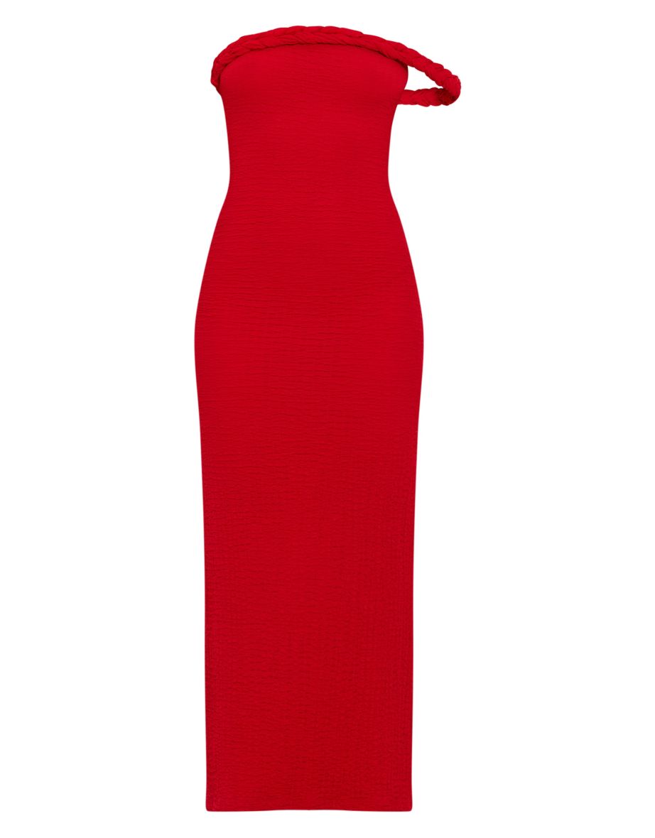 Petite Red Textured Twist Detail Maxi Dress - 4