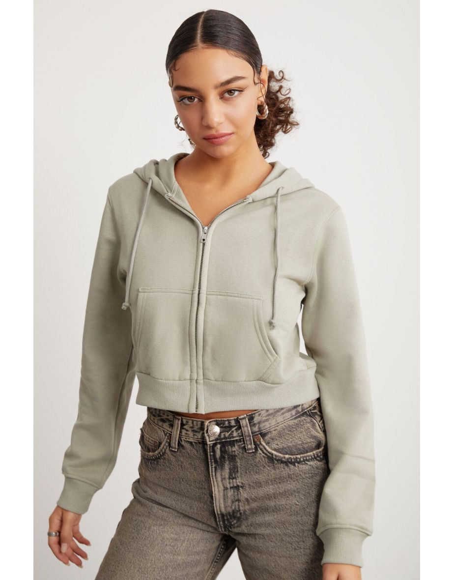 DELIA Women's Hooded Crop Almond Green - 5