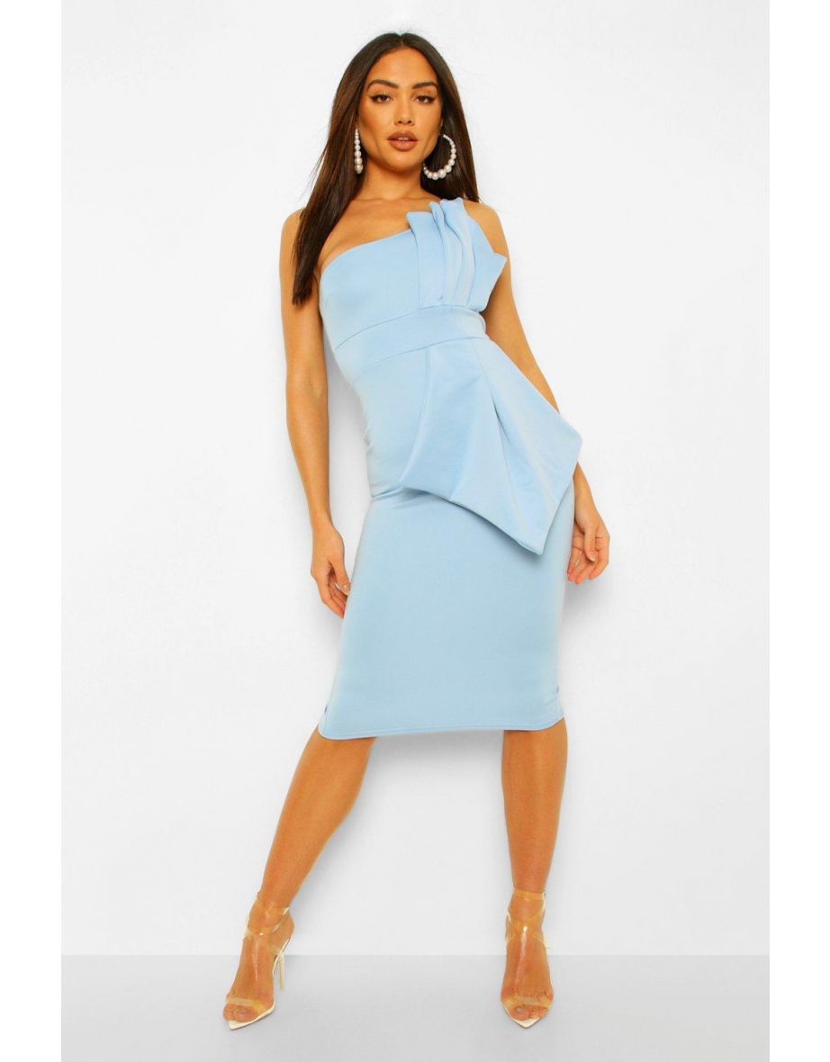 One shoulder pleated shop detail midi dress