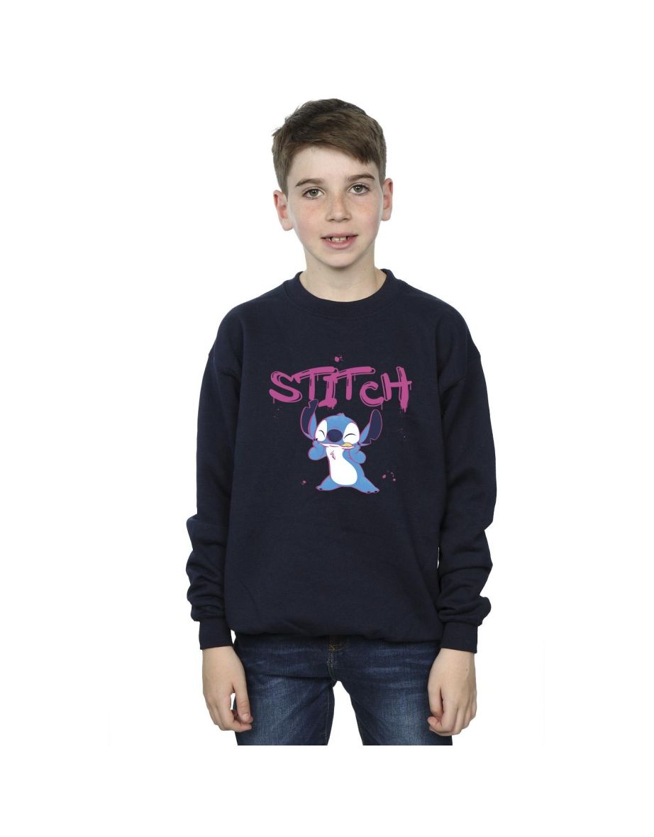 Disney Boys Lilo And Stitch Graffiti Sweatshirt - Navy Blue
