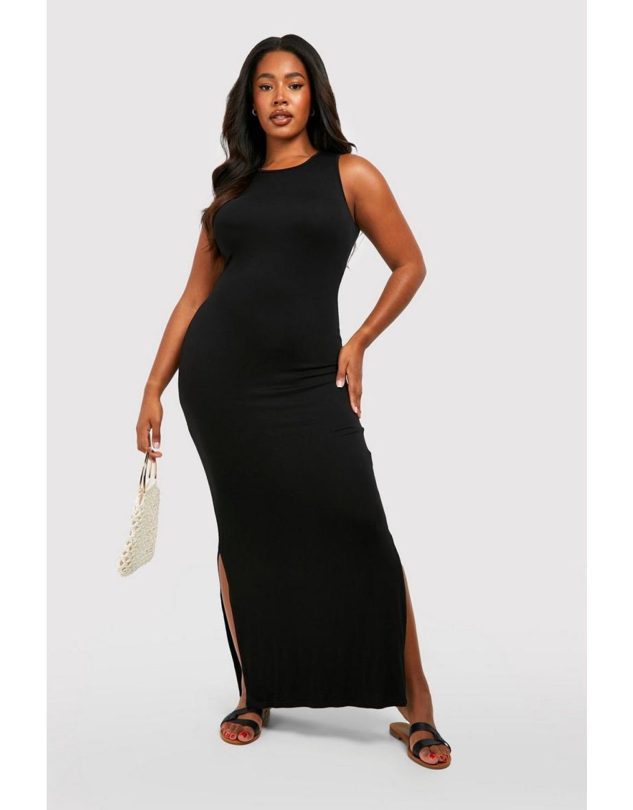 Plus Side Split Maxi Dress - black