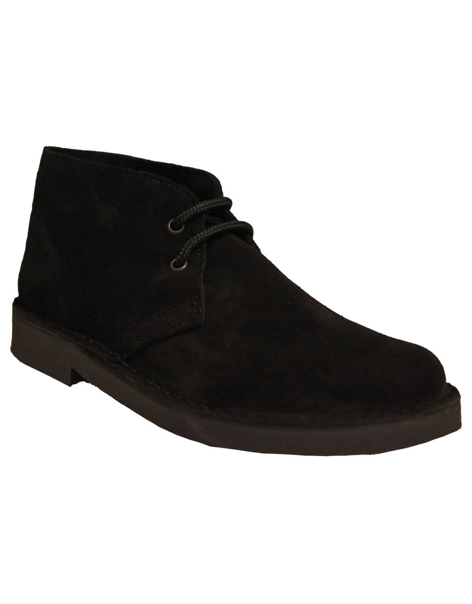 Roamers Mens Real Suede Unlined Desert Boots - Black