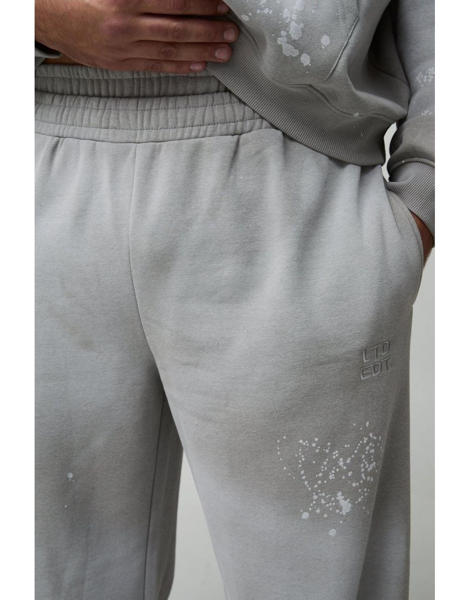 Plus Oversized Embroidered Spray Wash Wide Fit Boxer Jogger Tracksuit - 2