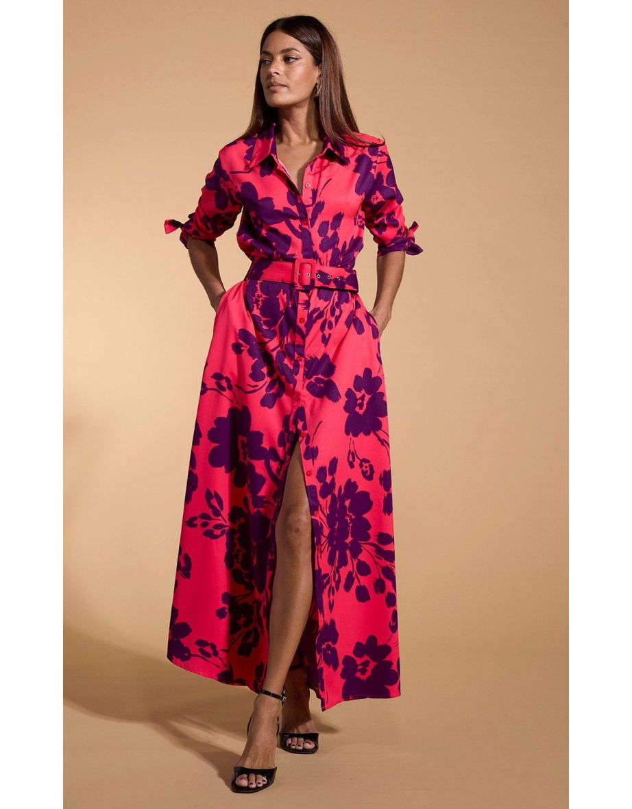 Dove Dress In Plum Floral Leopard