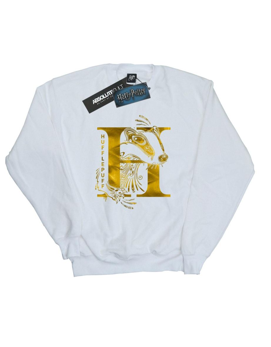 Harry Potter Boys Hufflepuff Badger Sweatshirt - White - 3