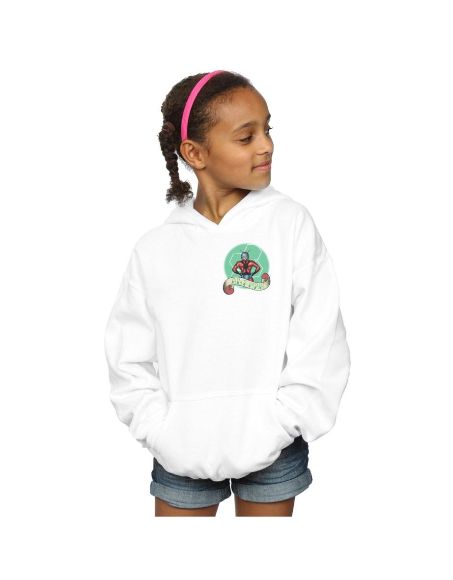 Marvel Girls Ant-Man Tattoo Breast Print Hoodie - White