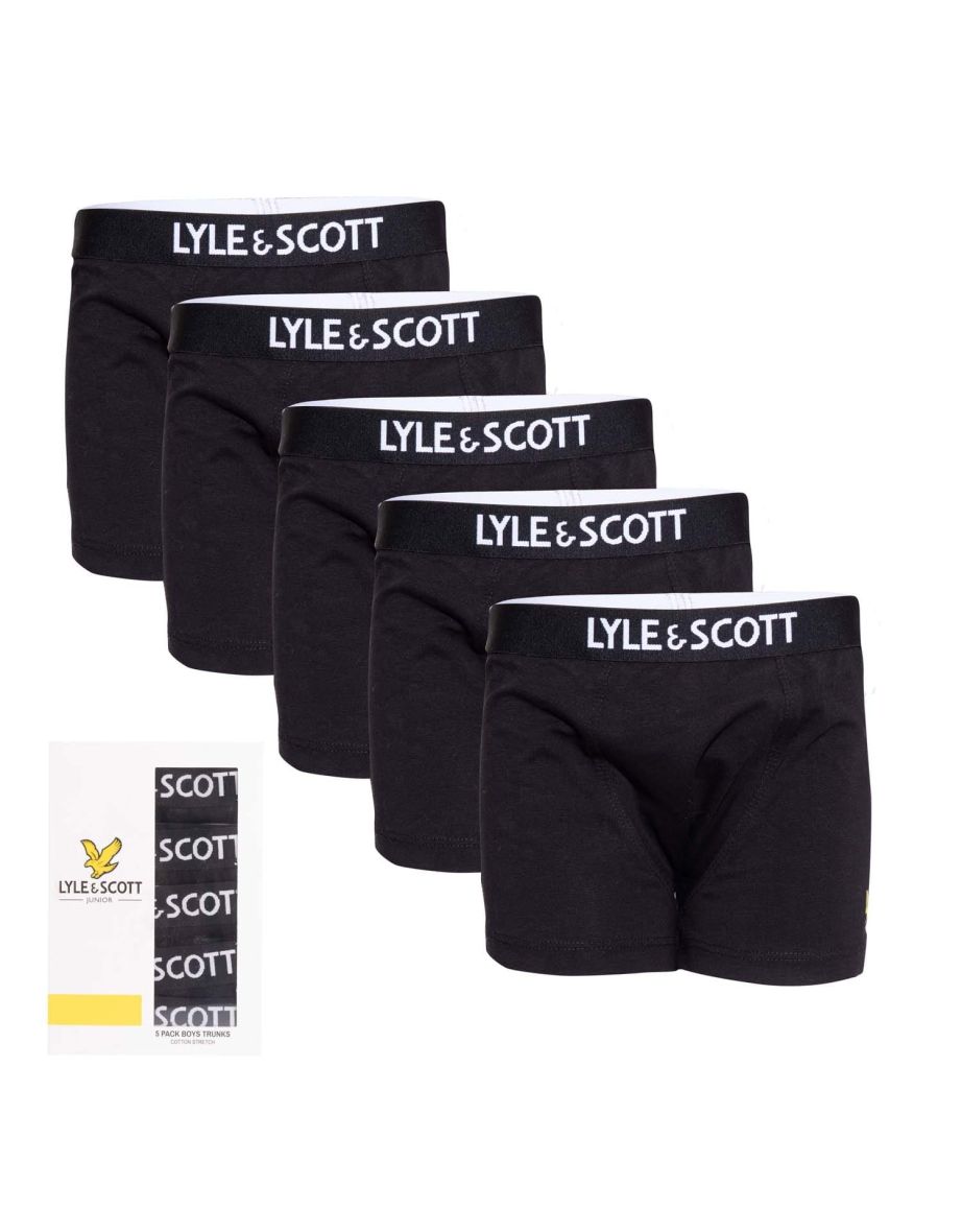 Boy's Lyle And Scott Gacy 5 Pack Trunks in Black