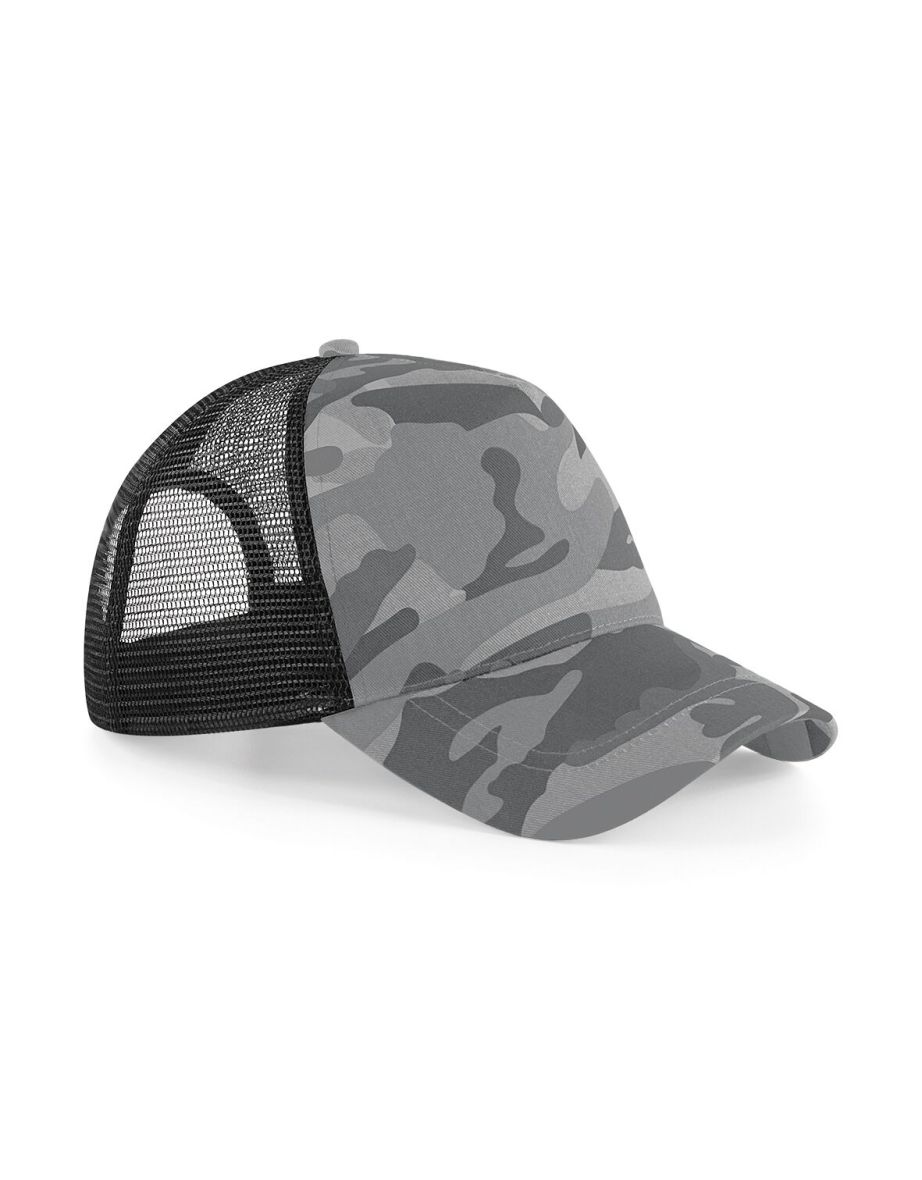 Beechfield Retro Camouflage Snapback Trucker Cap - Arctic Camo