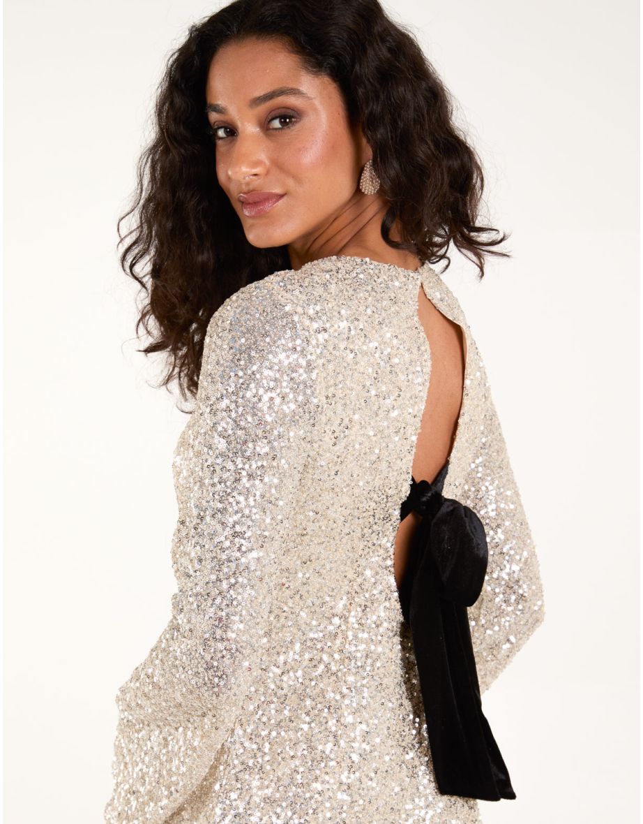 Luxe Bow Back Sequin Shift Dress - 7