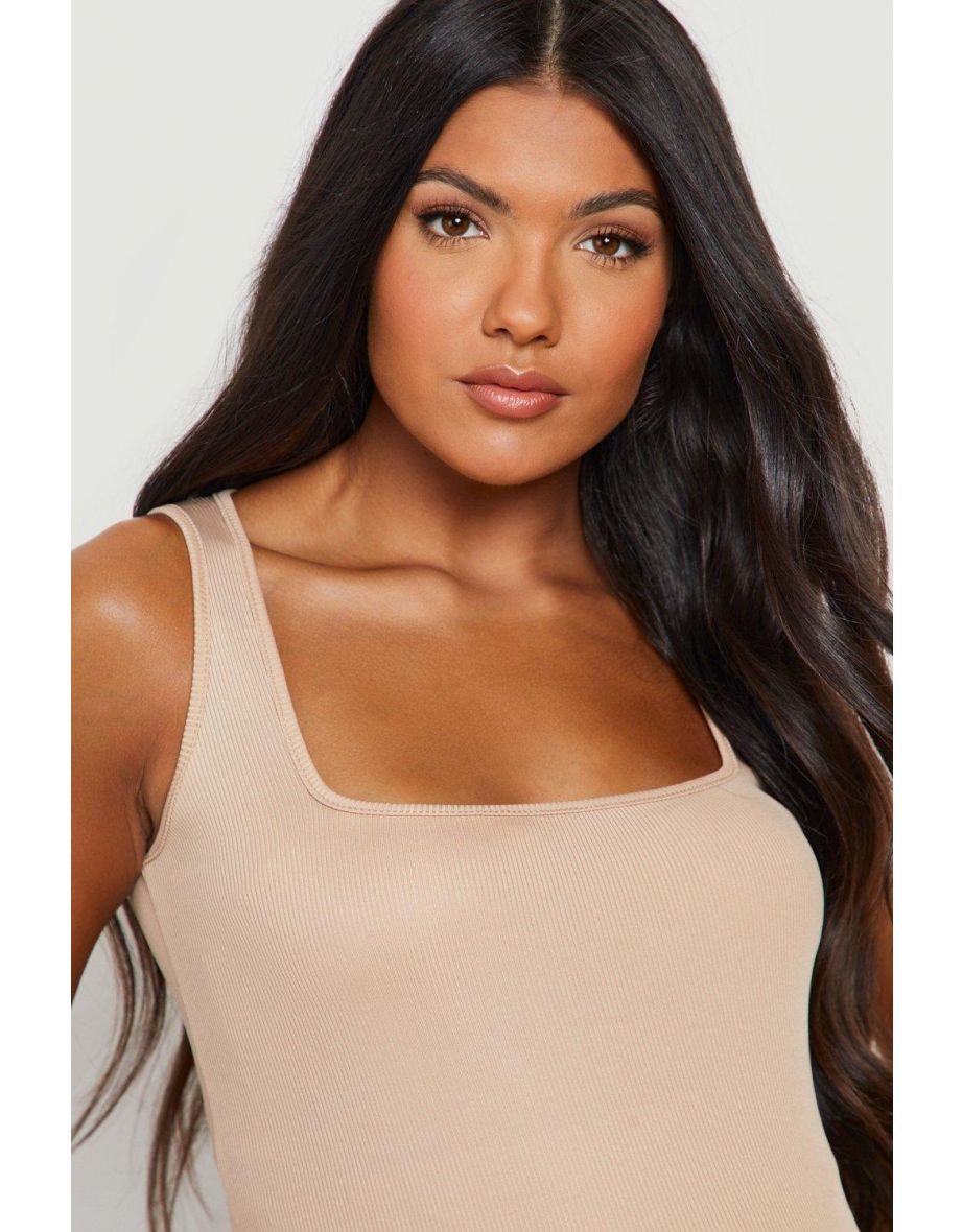 Maternity Rib Square Neck Vest - stone - 3