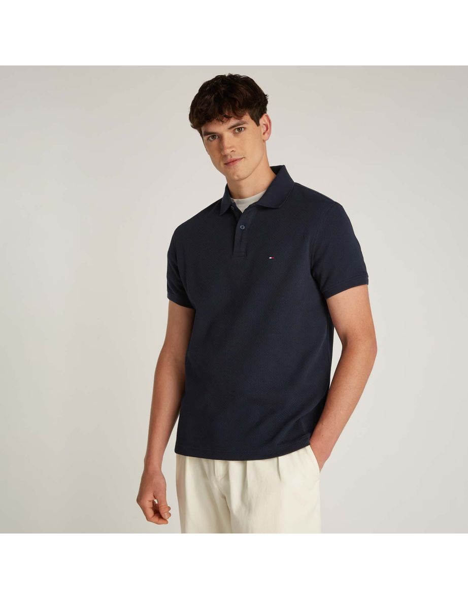 Men's Tommy Hilfiger Waffle Regular Polo Shirt in Blue