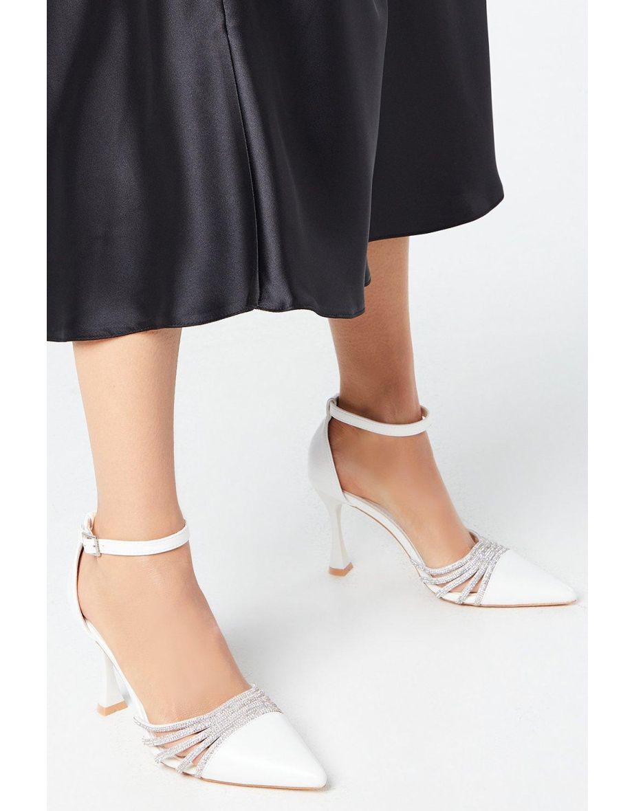 London Diamante Stiletto Heeled Court Shoes