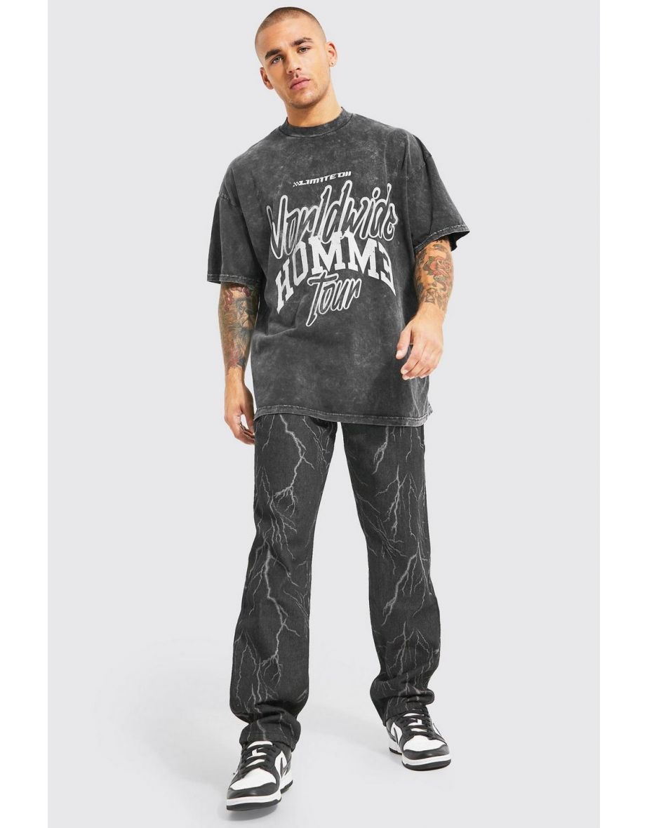 Relaxed Fit Lightning Jacquard Jeans - charcoal - 2