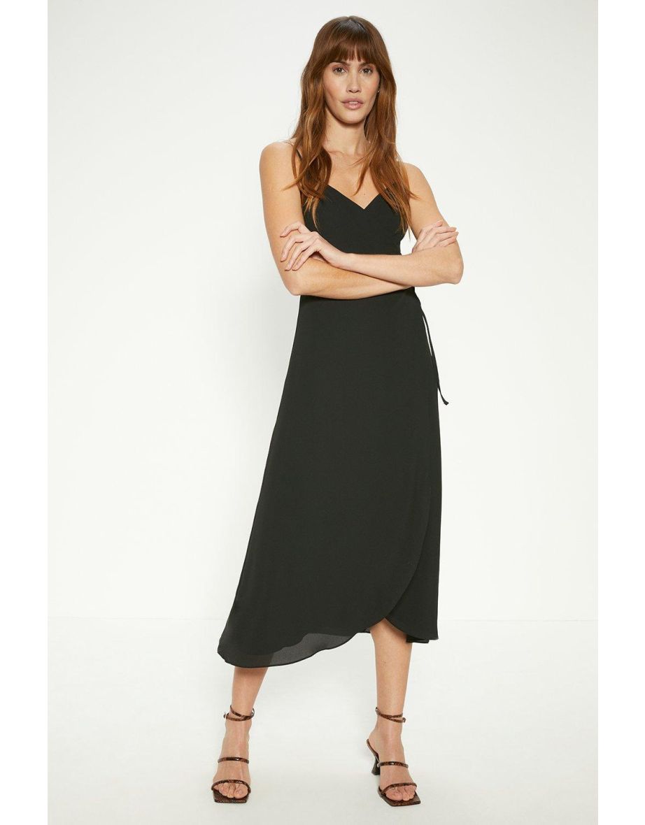 Strappy midi wrap clearance dress