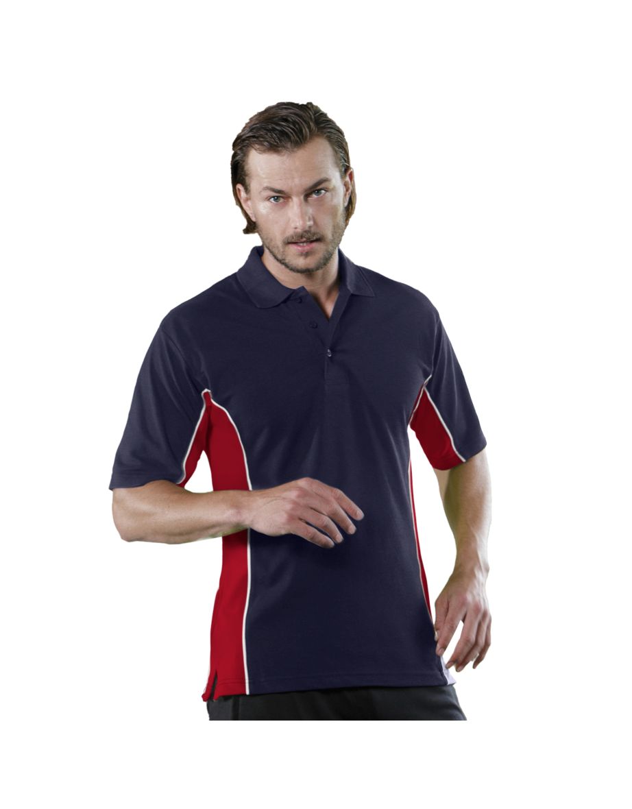 Gamegear Mens Track Pique Short Sleeve Polo Shirt Top - Navy/Red/White