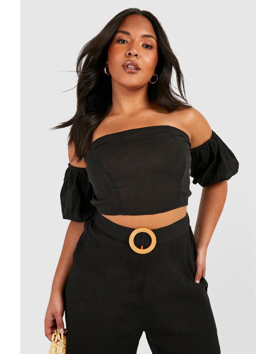 Plus Raffia Buckle Cheesecloth Co-ord - black - 3